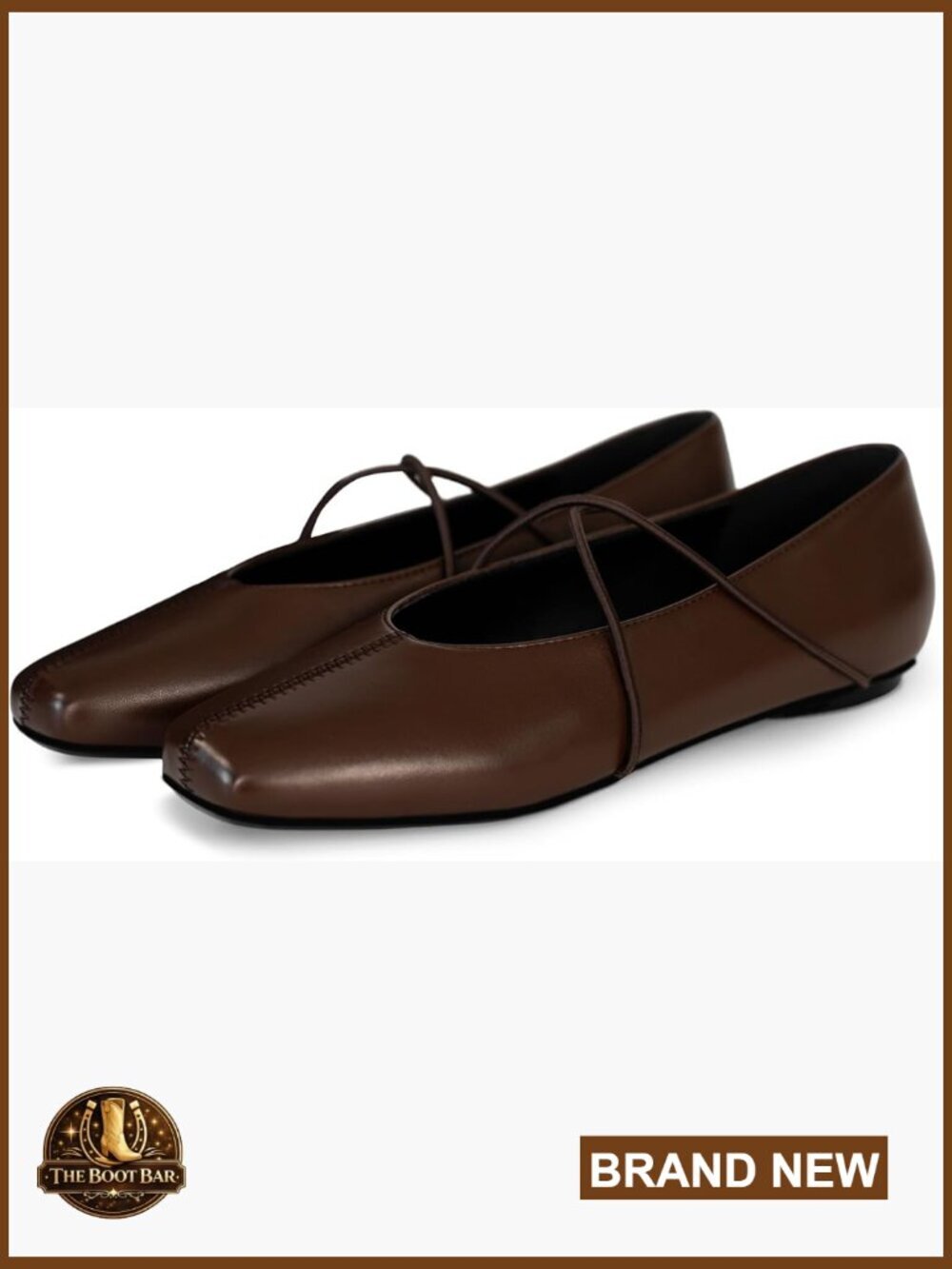 Criss-Cross Strap Ballet Flats Square Toe Memory Foam Slip On Office Shoes
